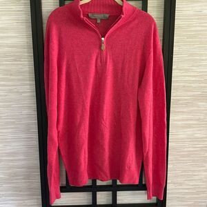 Neiman Marcus cloud cashmere quarter zip sweater pink size L